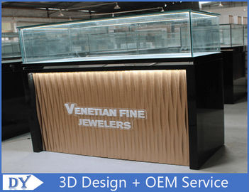 การออกแบบแบบทันสมัย Custom Glass Jewelry Shop คอนเตอร์แสดงภาพ พร้อมไฟ LED